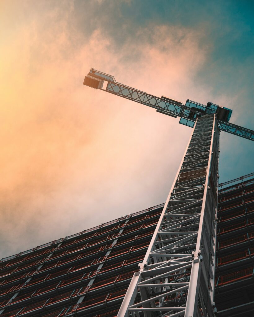 Tower crane on a building construction site