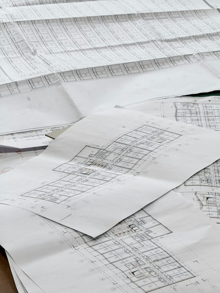 Architectural blueprints for a commercial building